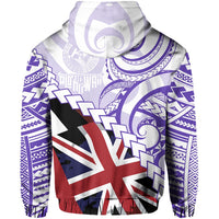Polynesian Kakau Flag of Hawaii Zip Hoodie Purple - Polynesian Pride