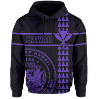 Polynesian Kakau Kanaka Seal of Hawaii Hoodie Purple - Polynesian Pride