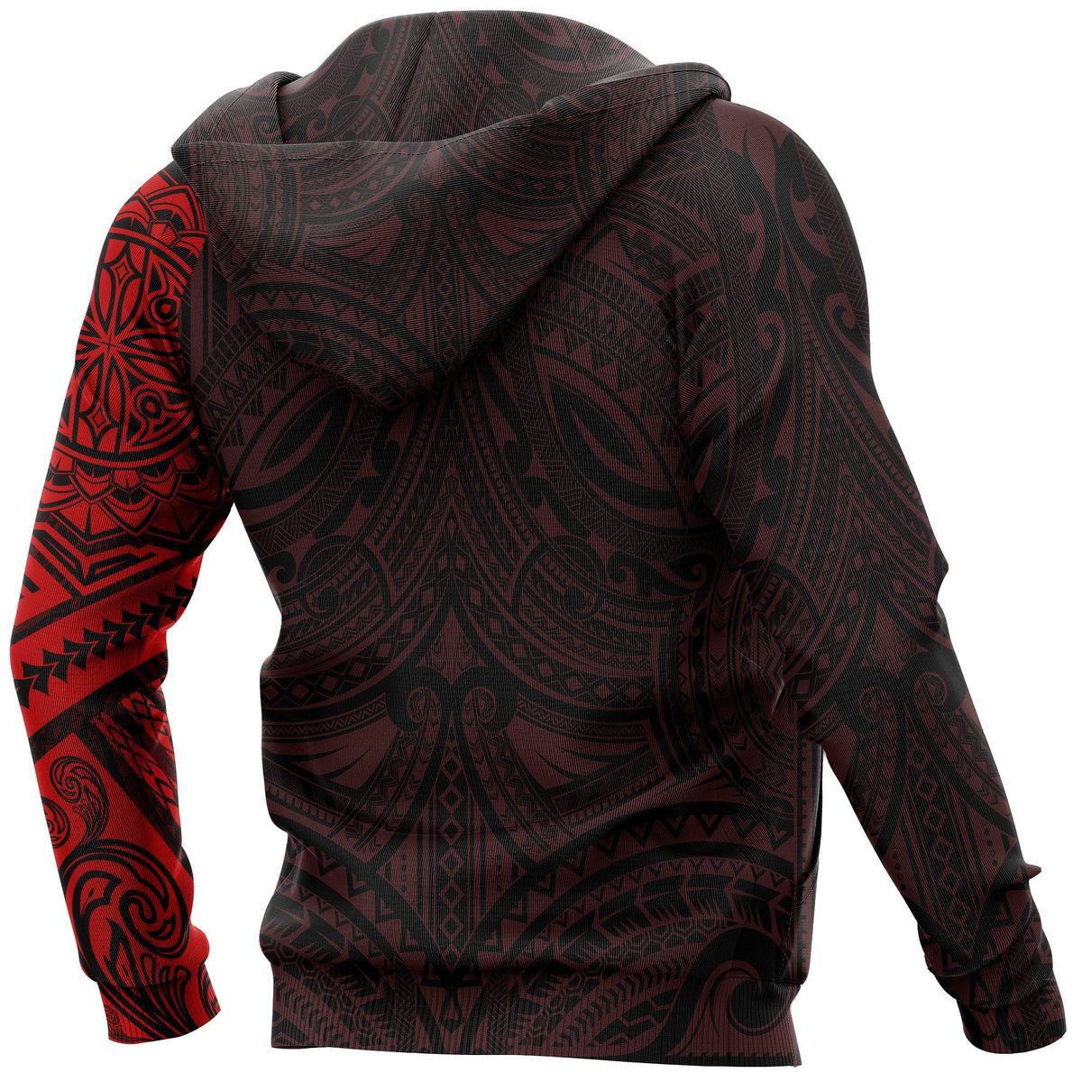 Hoodie Polynesian Flowers Tattoo Style Red - Polynesian Pride