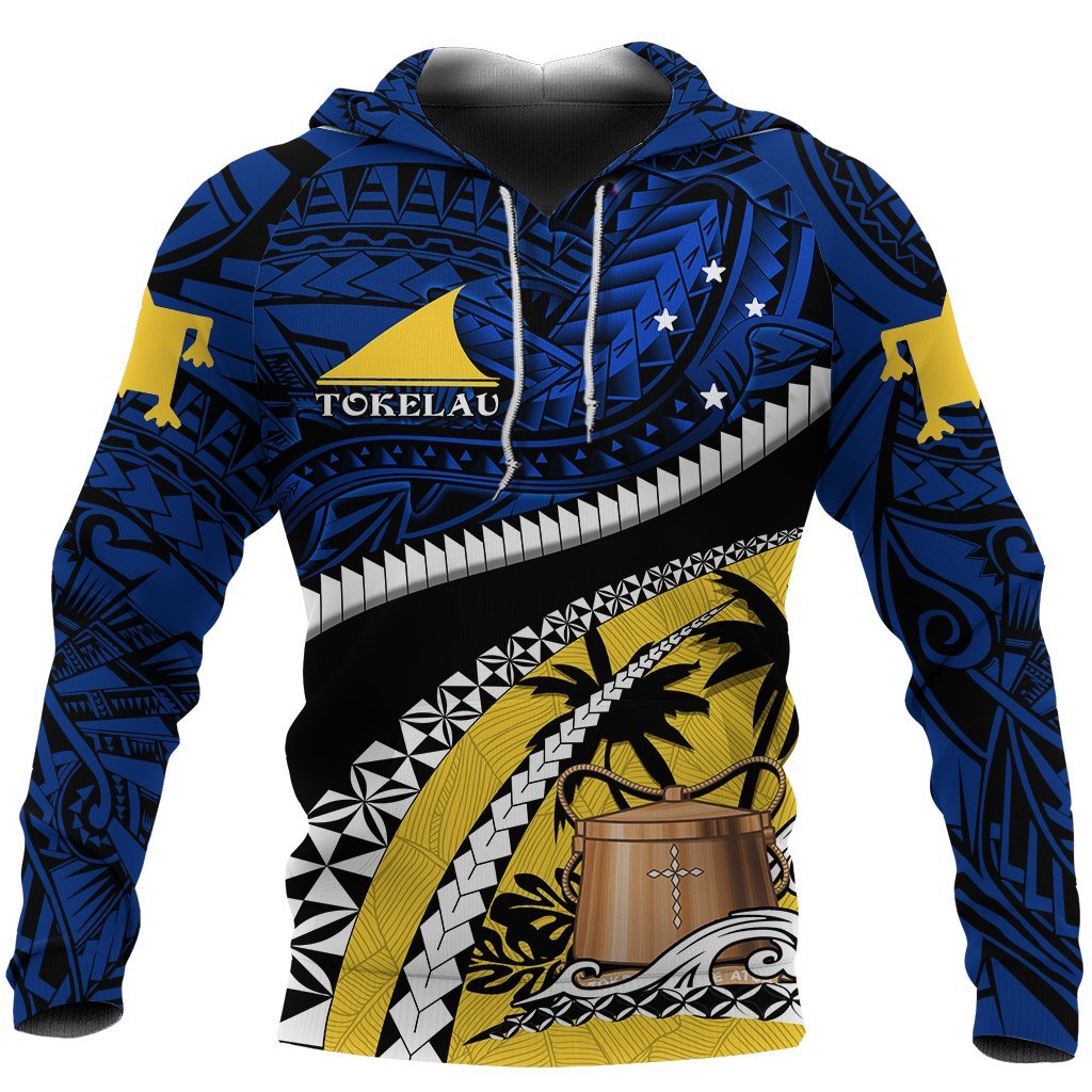 Tokelau Hoodie Polynesian Shark Tattoo Unisex Black - Polynesian Pride