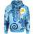 Tokelau Hoodie Tribal Plumeria Pattern Unisex Blue - Polynesian Pride