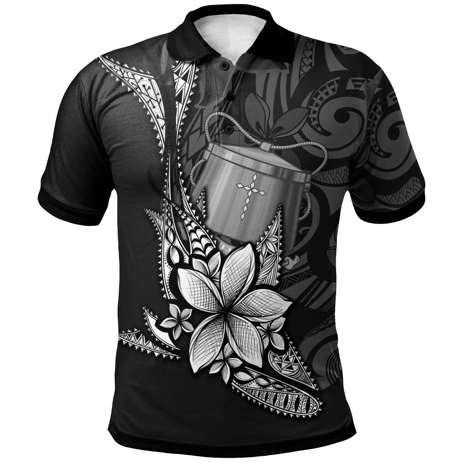 Tokelau Custom Polo Shirt Fish With Plumeria Flowers Style Unisex Black - Polynesian Pride