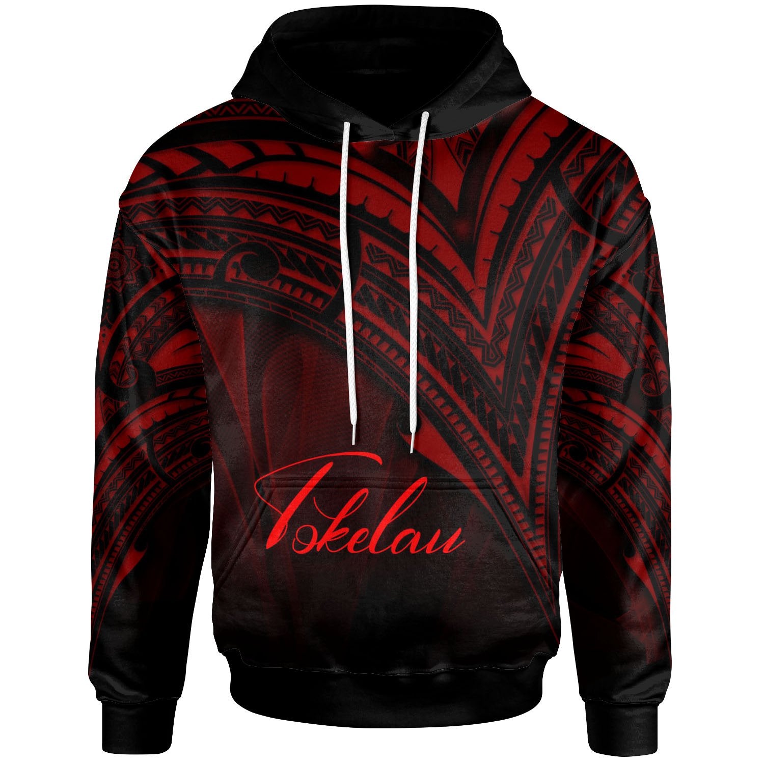 Tokelau Hoodie Red Color Cross Style Unisex Black - Polynesian Pride