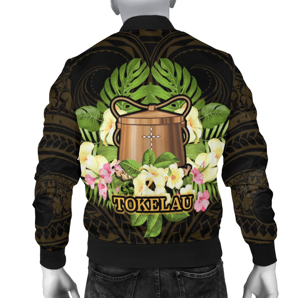 Tokelau Men's Bomber Jacket - Polynesian Gold Patterns Collection - Polynesian Pride