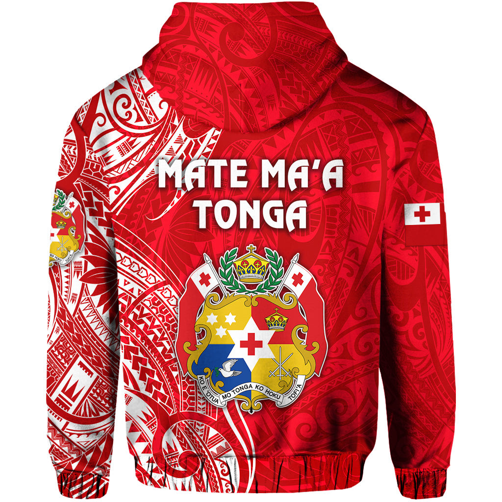 Tonga Coat of Arms Zip Hoodie Simple Vibes Bright Red LT8 - Polynesian Pride