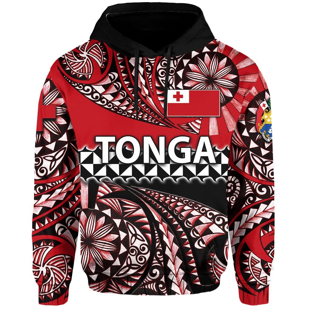 Hoodie Tonga Polynesian Tattoo Tongan Tapa Unisex Red - Polynesian Pride