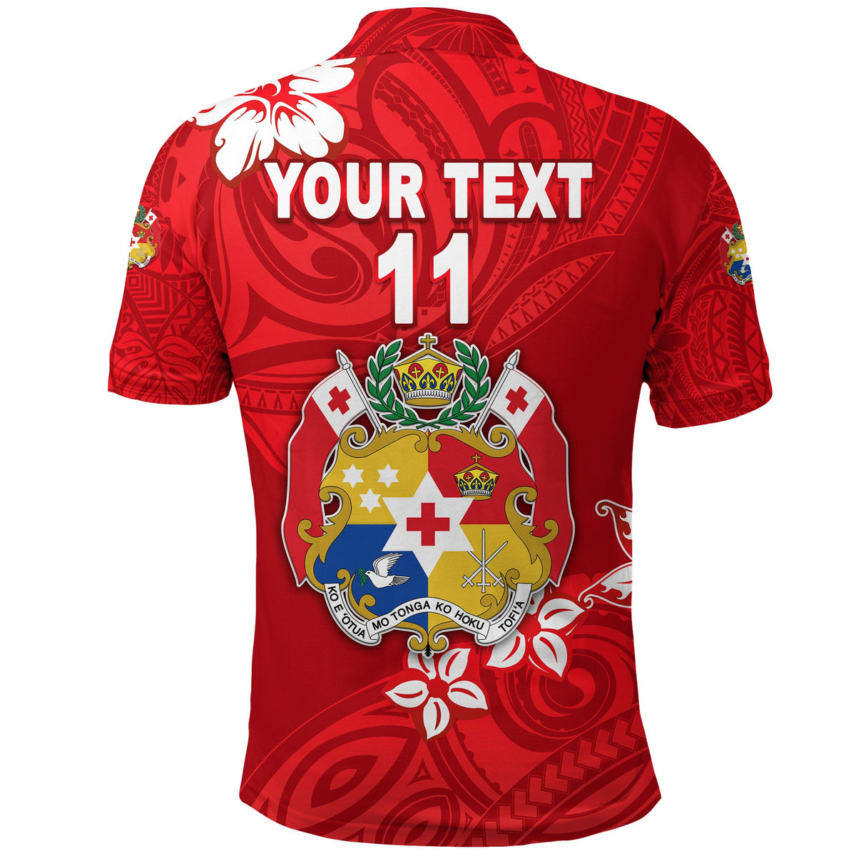 Custom Mate Maa Tonga Rugby Polo Shirt Polynesian Unique Vibes Full Red, Custom Text and Number - Polynesian Pride
