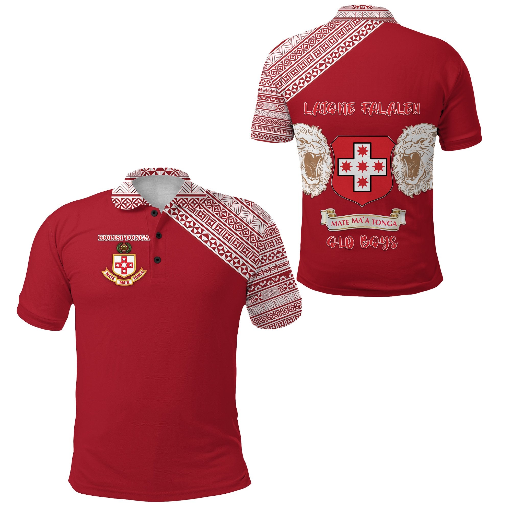 Kolisi Tonga Polo Shirt Mate Maa Tonga Rugby Laione Falaleu Old Boys Unisex Red - Polynesian Pride