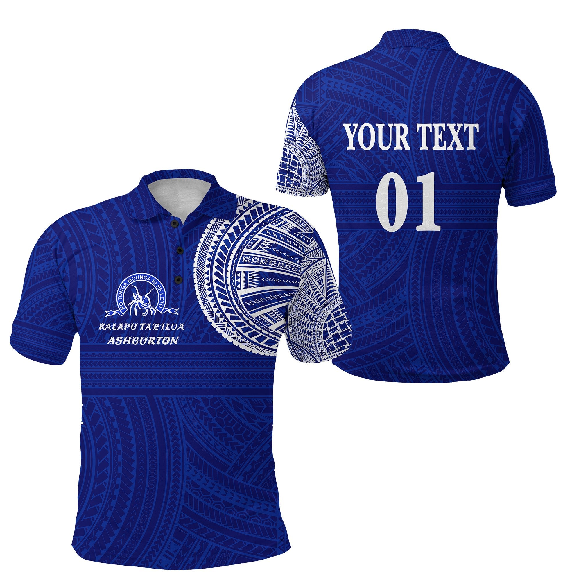 Custom Ko Tonga Polo Shirt Kalapu Taeiloa Ashburton, Custom Text and Number Unisex Blue - Polynesian Pride