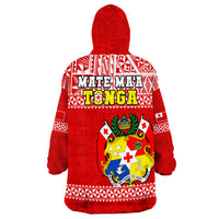 Tonga Rugby Mate Maa Tonga Pacific Ngatu White Wearable Blanket Hoodie LT14 - Polynesian Pride