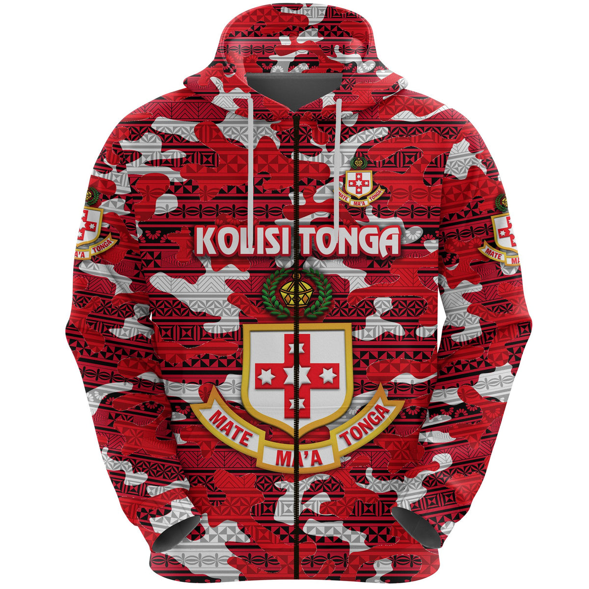 Kolisi Tonga Zip Hoodie Mate Maa Tonga Camouflage Vibes Ashburton Old Boys - Polynesian Pride