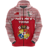 Kolisi Tonga Zip Hoodie Mate Maa Tonga Simple Version Coat of Arms - Polynesian Pride