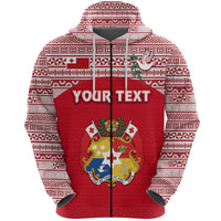 Custom Kolisi Tonga Zip Hoodie Mate Maa Tonga Simple Version Coat of Arms - Polynesian Pride