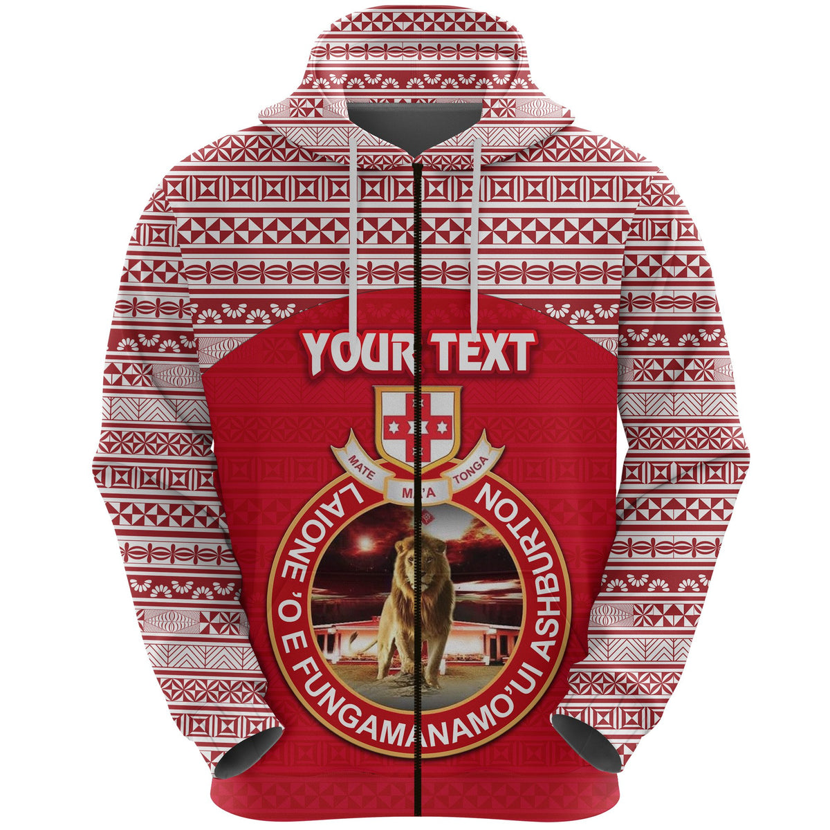 Custom Kolisi Tonga Zip Hoodie Mate Maa Tonga Simple Version Lion Ashburton - Polynesian Pride