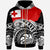 Tonga Custom Zip Hoodie Ethnic Style With Round Black White Pattern Zip Hoodie Black - Polynesian Pride