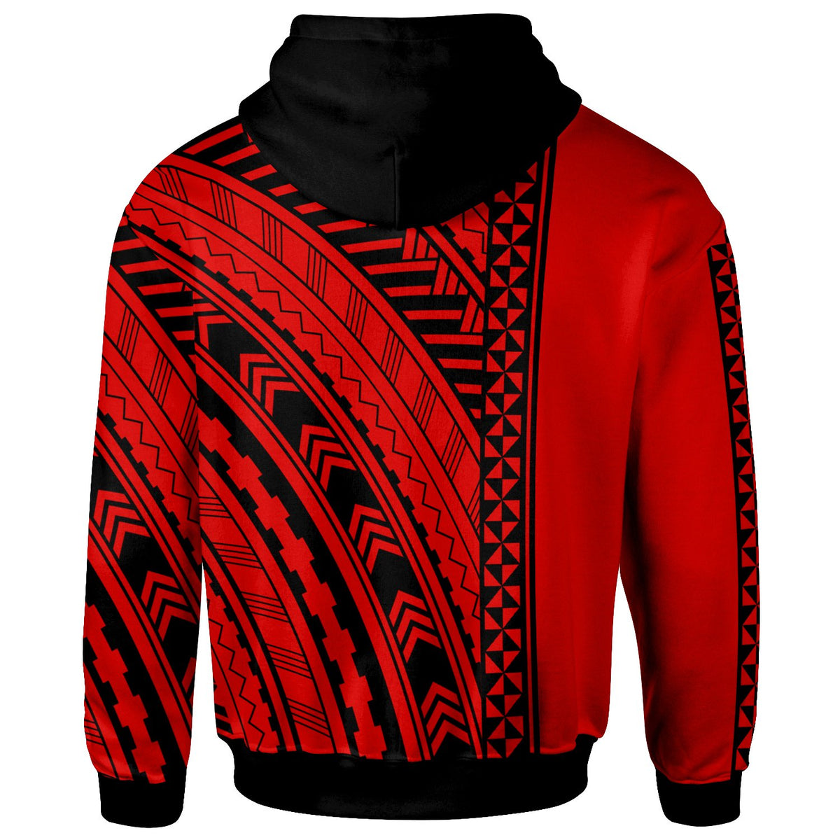 Tonga Custom Zip up Hoodie Unique Barcode Black Red - Polynesian Pride