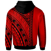 Tonga Custom Zip up Hoodie Unique Barcode Black Red - Polynesian Pride