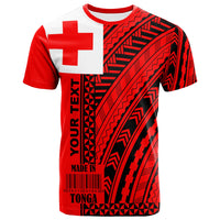 Tonga Custom T Shirt Barcode Black Unisex Red - Polynesian Pride