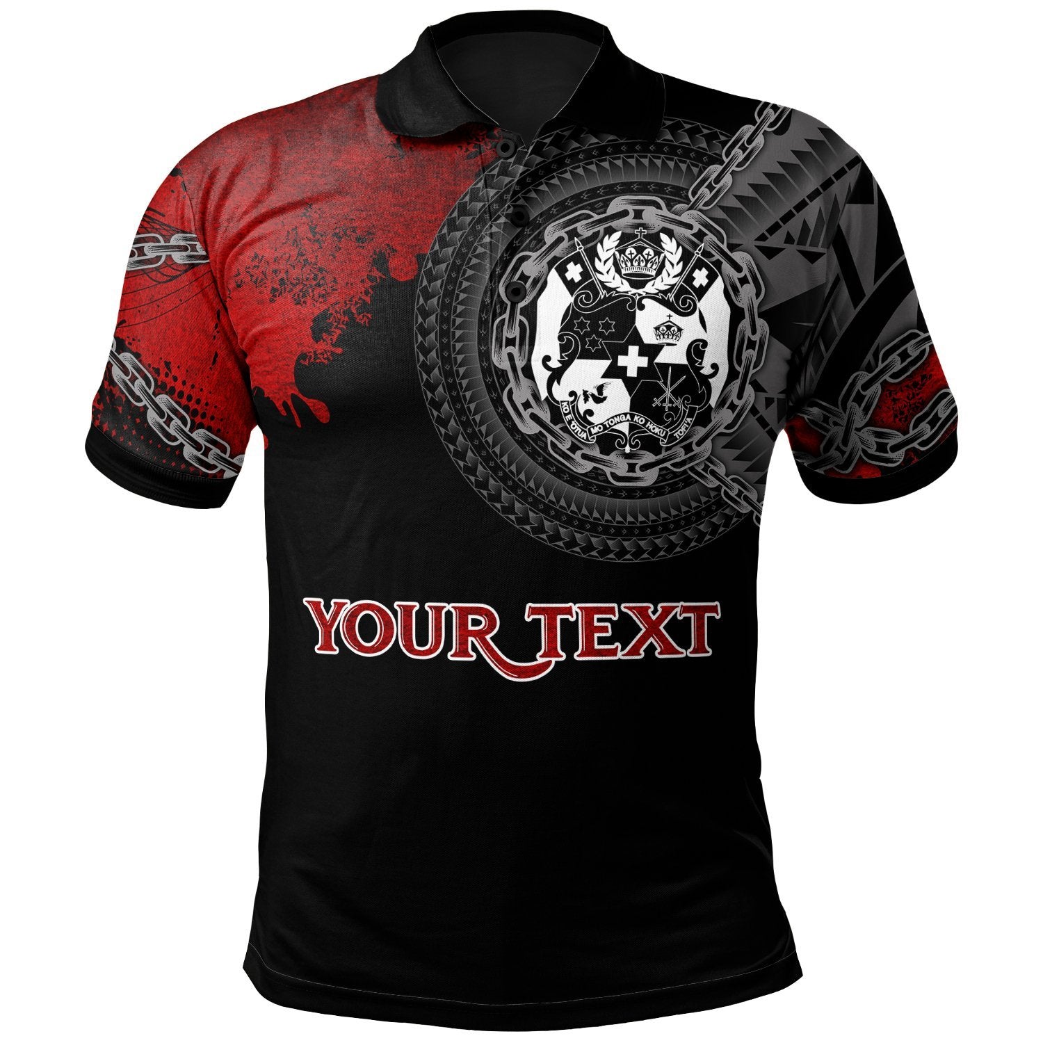 Tonga Polynesian Custom Polo Shirt Polynesian Chain Style Unisex Black - Polynesian Pride