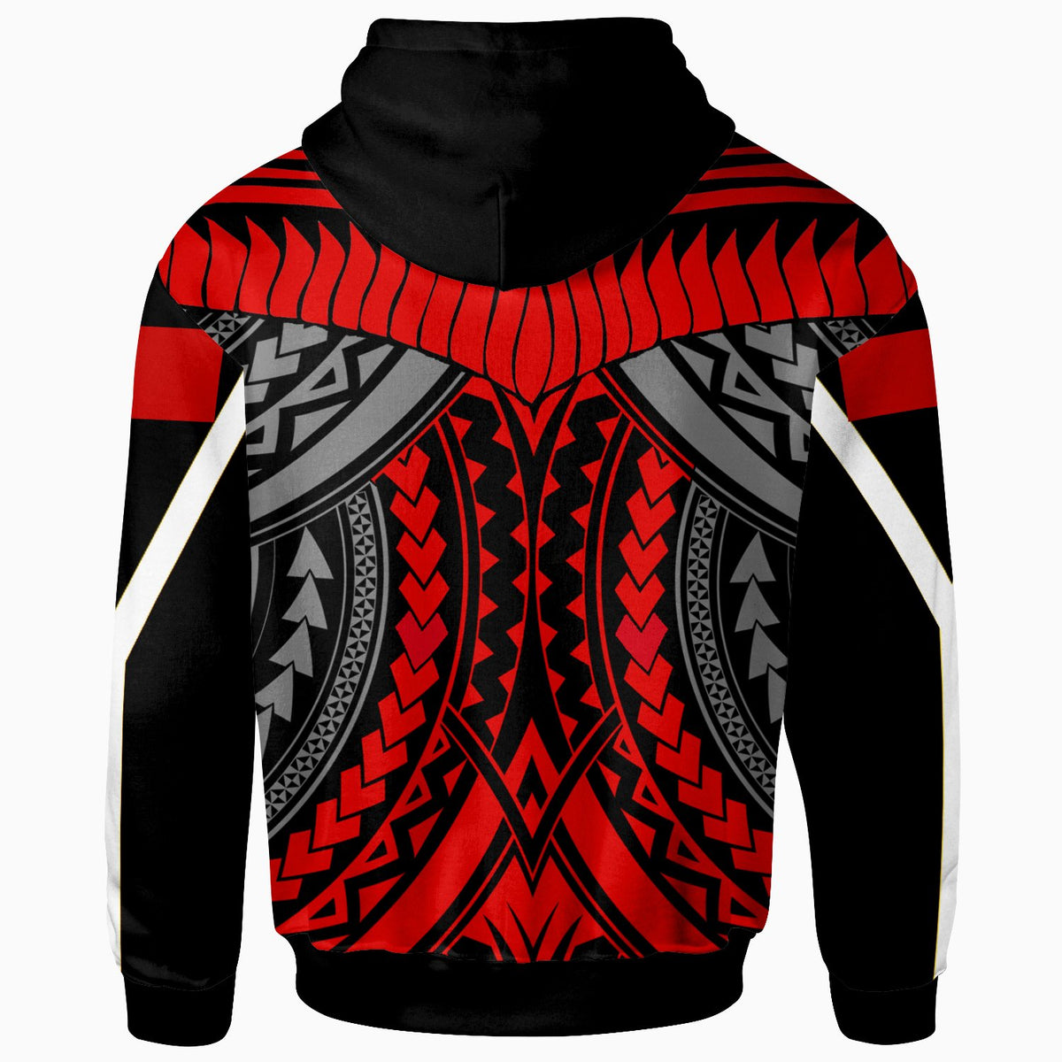 Tonga Zip up Hoodie Tooth Shaped Necklace Red - Polynesian Pride