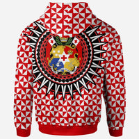 Tonga Zip up Hoodie Tonga Manulua Pattern Red White Color - Polynesian Pride