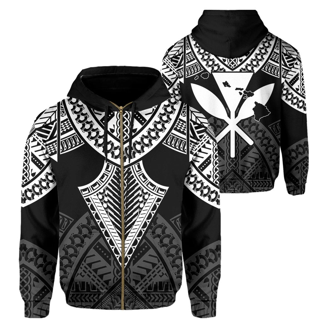 Hawaii Polynesian Hoodie Limited (Zip up) Tab Style White Unisex Art - Polynesian Pride