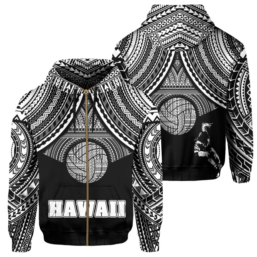 Polynesian Volleyball Hawaii Zip Hoodie Unisex White - Polynesian Pride