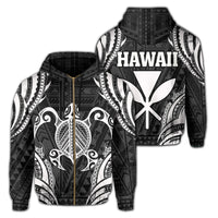 Polynesian Turtle Kanaka Maoli Hawaii Zip Hoodie White Unisex White - Polynesian Pride