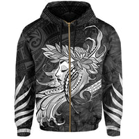 Polynesian Tropic Hula Girl Hibiscus Hawaii Zip Hoodie White - Polynesian Pride