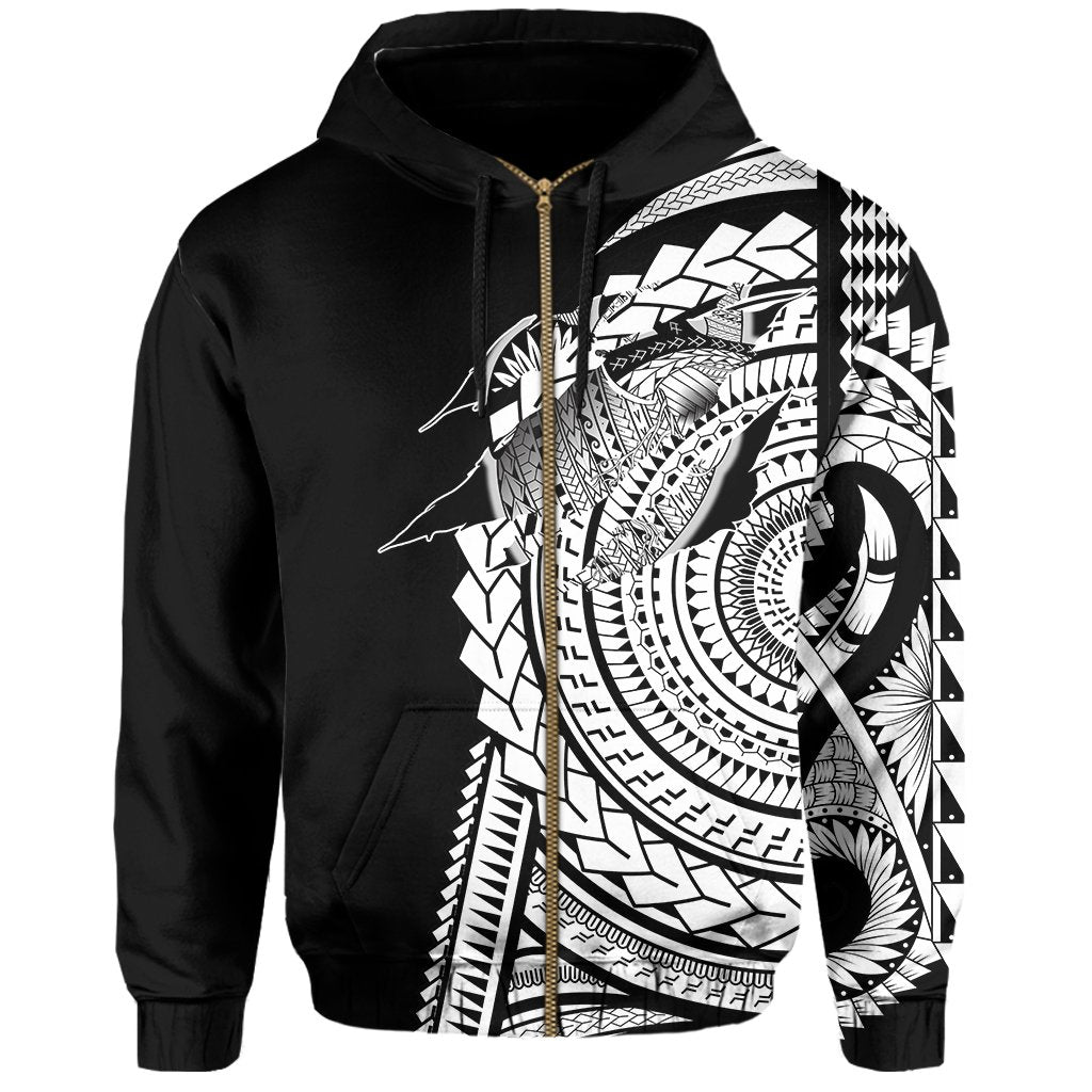 Hawaii Polynesian Zip Hoodie In My Heart Ryan Style White - Polynesian Pride