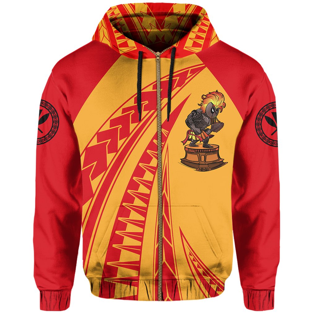 Polynesian Kakau Kanaka Warrior Hawaii Zip Hoodie - Polynesian Pride