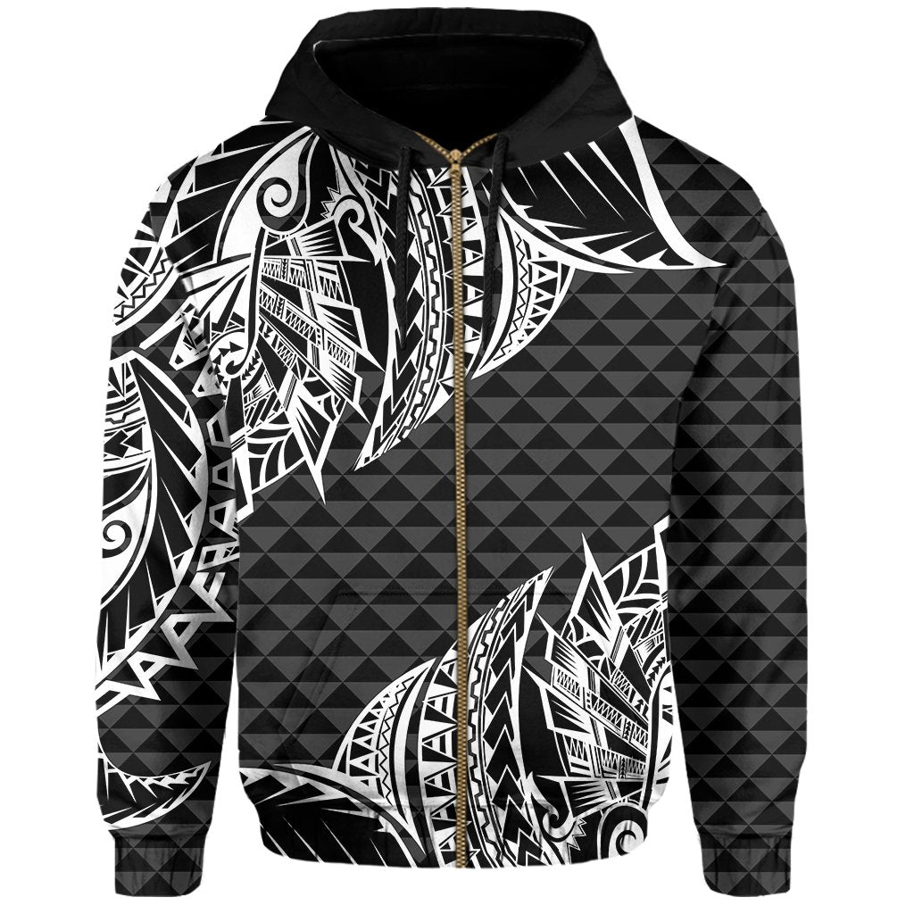 Hawaii Maka Polynesian Zip Hoodie Marcus Style White - Polynesian Pride
