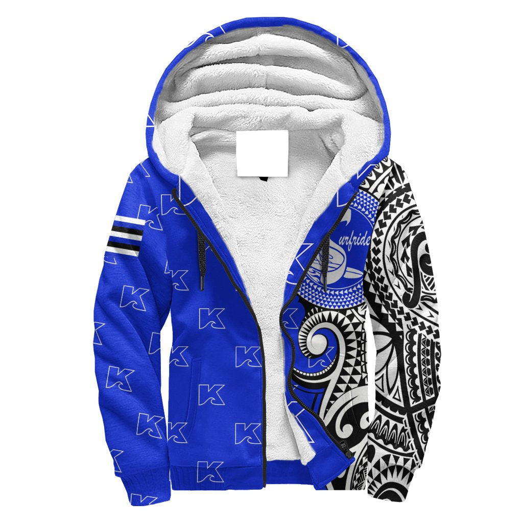 (Personalised) Hawaii - Kailua High Tribal Kakau Sherpa Hoodie AH Blue - Polynesian Pride