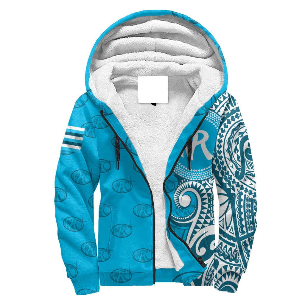 (Personalised) Hawaii - Kealakehe High Tribal Kakau Sherpa Hoodie AH Blue - Polynesian Pride