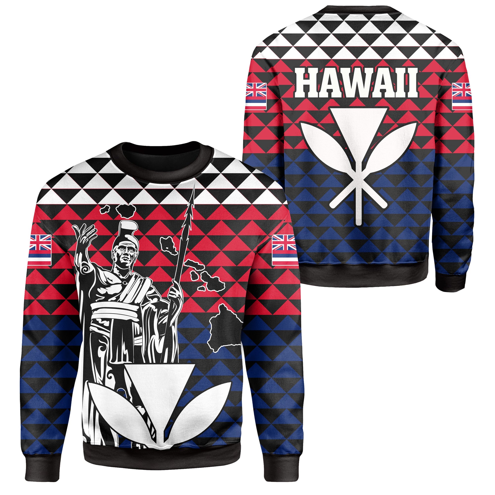 Hawaii King Kakau Sweat Shirt Unisex White - Polynesian Pride