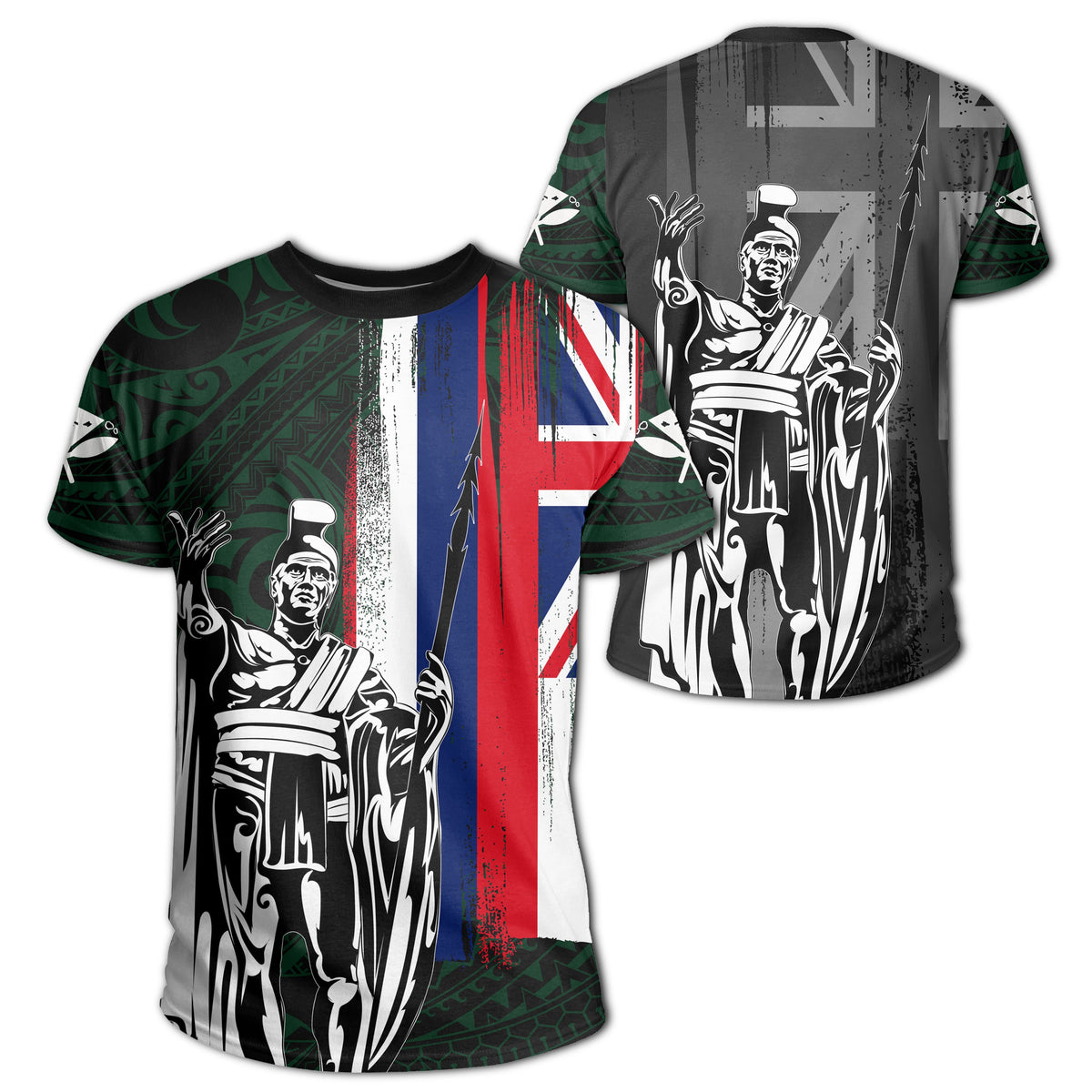 Hawaii King Flag Polynesian T Shirt Green Unisex Green - Polynesian Pride