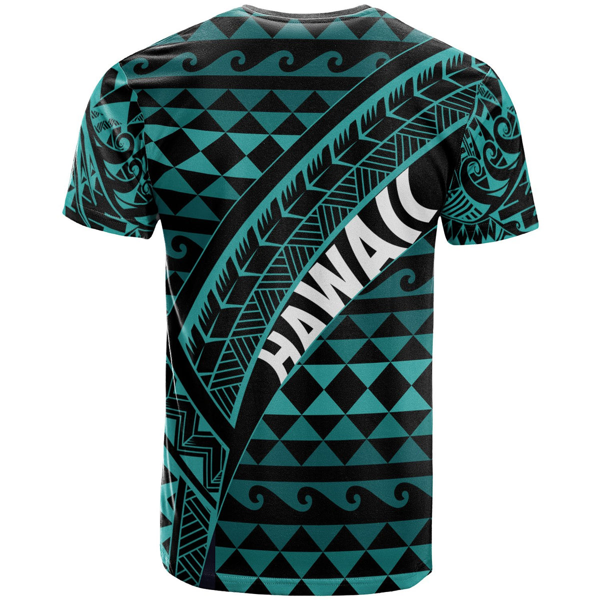 Hawaii Custom T Shirt Blue Hawaiian Tribal Seamless Pattern - Polynesian Pride