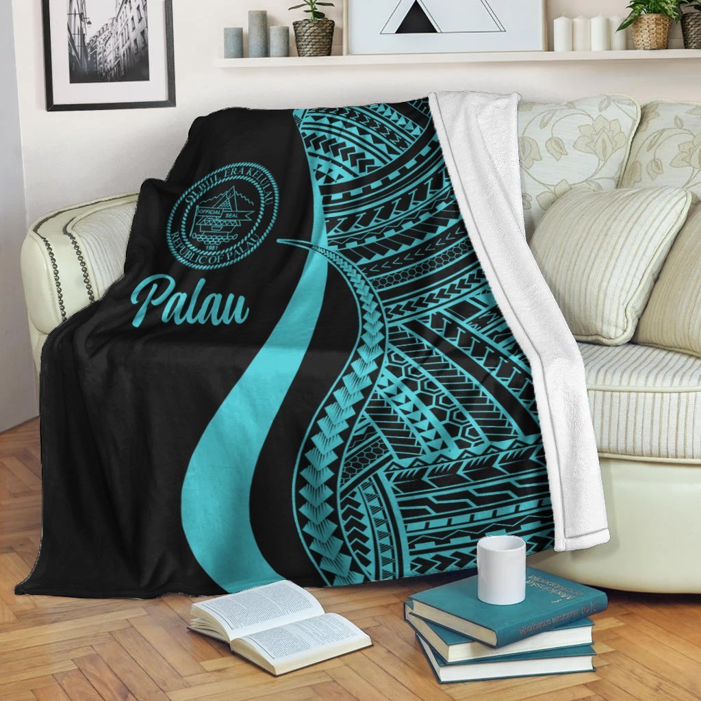 Palau Premium Blanket - Turquoise Polynesian Tentacle Tribal Pattern Crest - Polynesian Pride