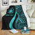 Samoa Custom Personalised Premium Blanket - Turquoise Polynesian Tentacle Tribal Pattern - Polynesian Pride