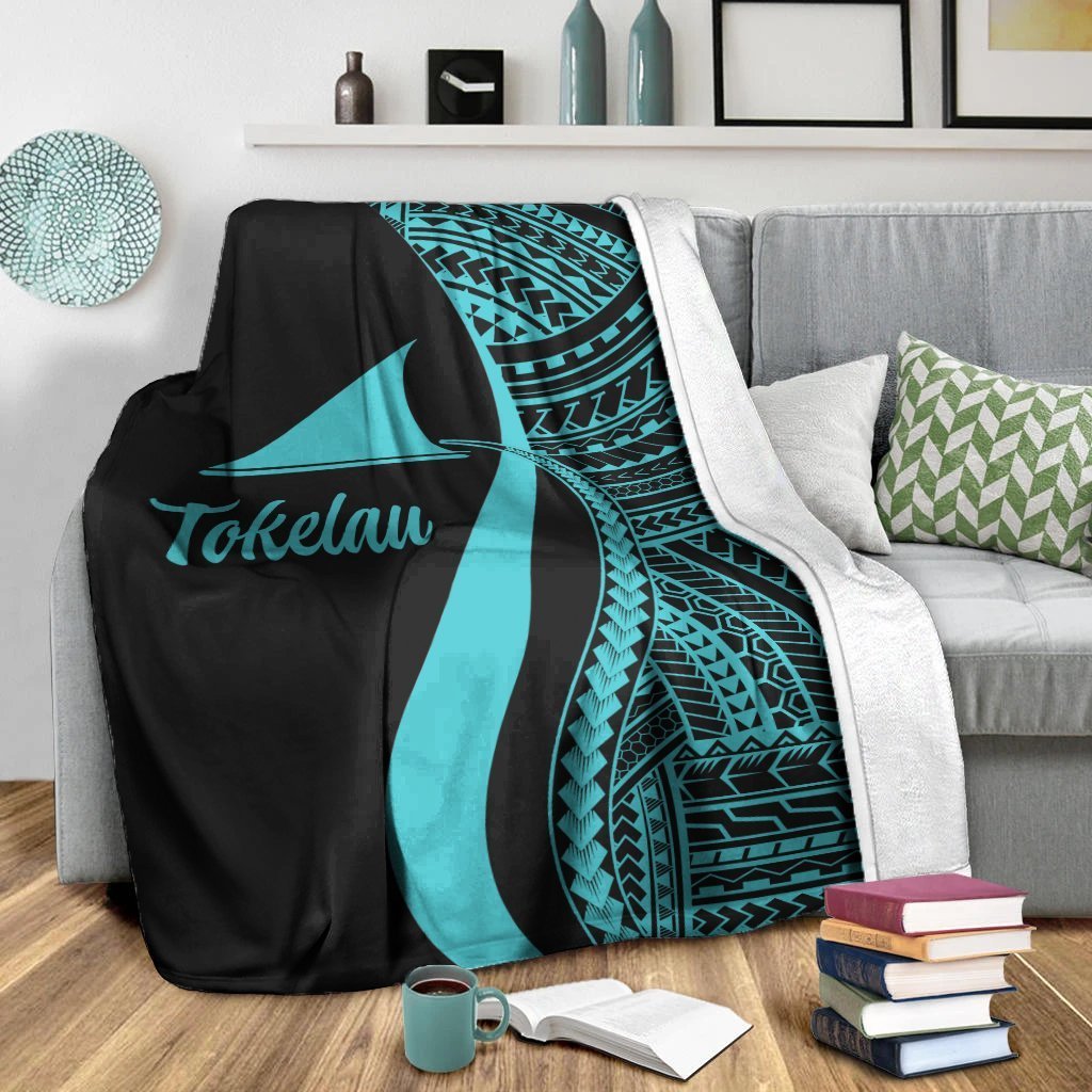 Tokelau Premium Blanket - Turquoise Polynesian Tentacle Tribal Pattern - Polynesian Pride