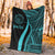 Palau Custom Personalised Premium Blanket - Turquoise Polynesian Tentacle Tribal Pattern Crest - Polynesian Pride