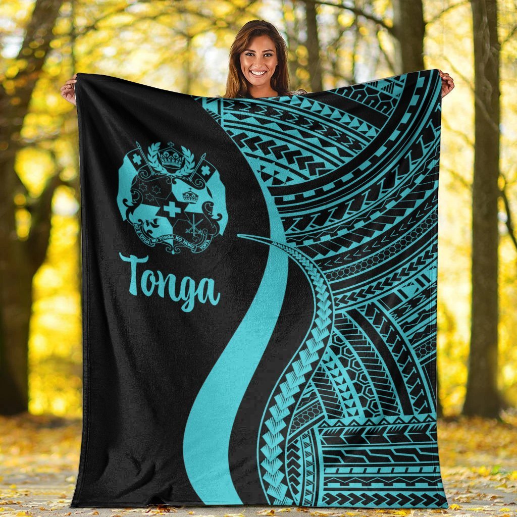 Tonga Premium Blanket - Turquoise Polynesian Tentacle Tribal Pattern - Polynesian Pride