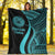 American Samoa Premium Blanket - Turquoise Polynesian Tentacle Tribal Pattern - Polynesian Pride