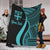 Fiji Custom Personalised Premium Blanket - Turquoise Polynesian Tentacle Tribal Pattern White - Polynesian Pride