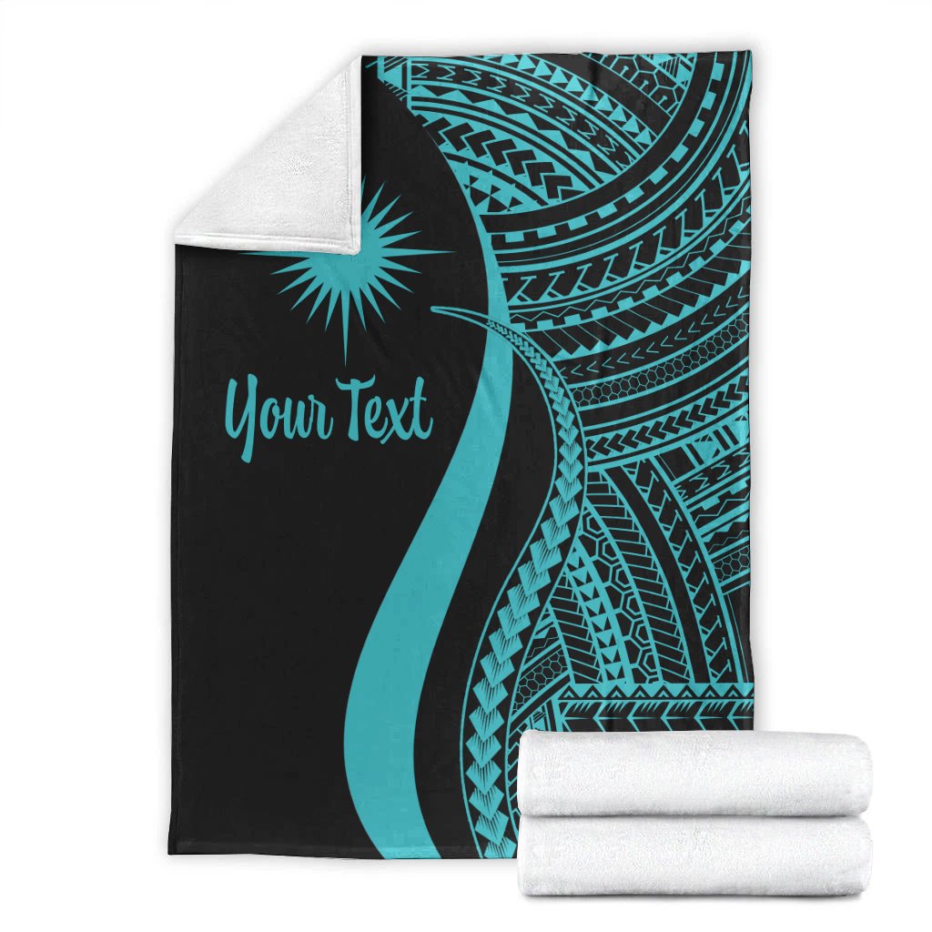Marshall Islands Custom Personalised Premium Blanket - Turquoise Polynesian Tentacle Tribal Pattern - Polynesian Pride
