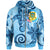 Tuvalu Zip Hoodie Tribal Plumeria Pattern Unisex Blue - Polynesian Pride