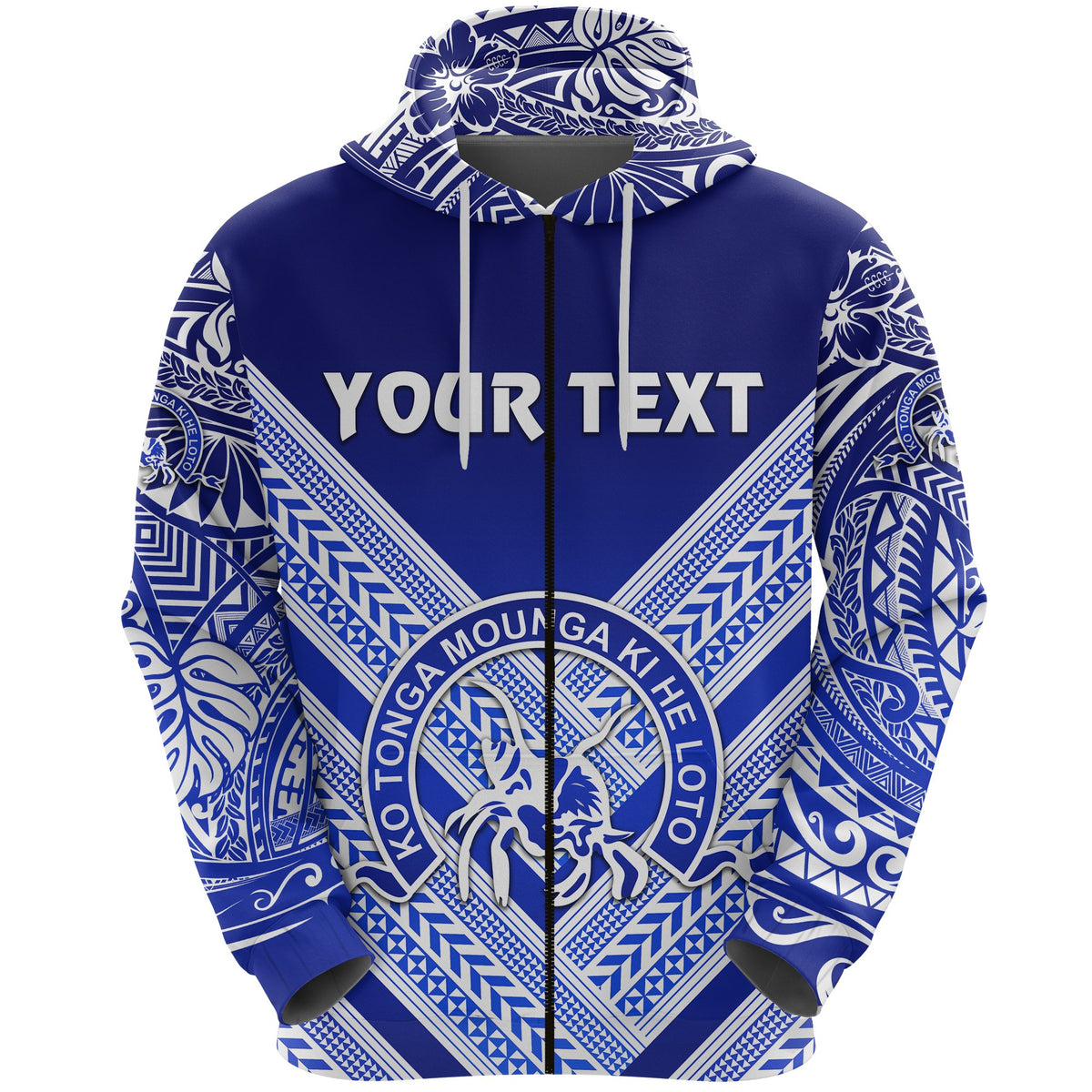 Custom Kolisi Ko Tupou College Tonga Zip Hoodie Creative Style Blue - Polynesian Pride