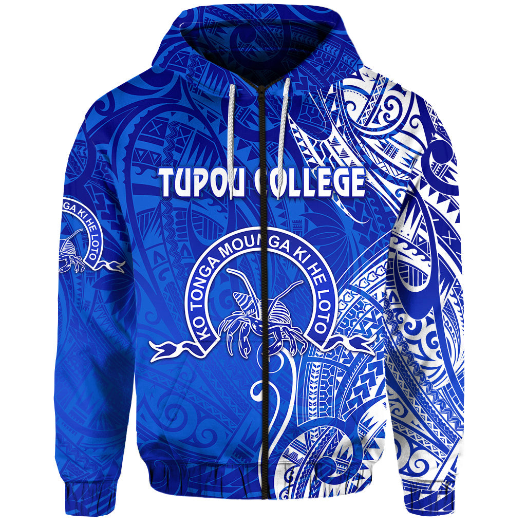 Tonga Tupou College Zip Hoodie Simple Vibes Blue LT8 - Polynesian Pride