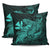 Hula Girl Hibiscus Kanaka Poly Pillow Covers - Turquoise 18'' x 18'' Set Of 2 Turquoise - Polynesian Pride