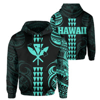 Kanaka Map Polynesian Kakau Hoodie Turquoise Unisex Turquoise - Polynesian Pride